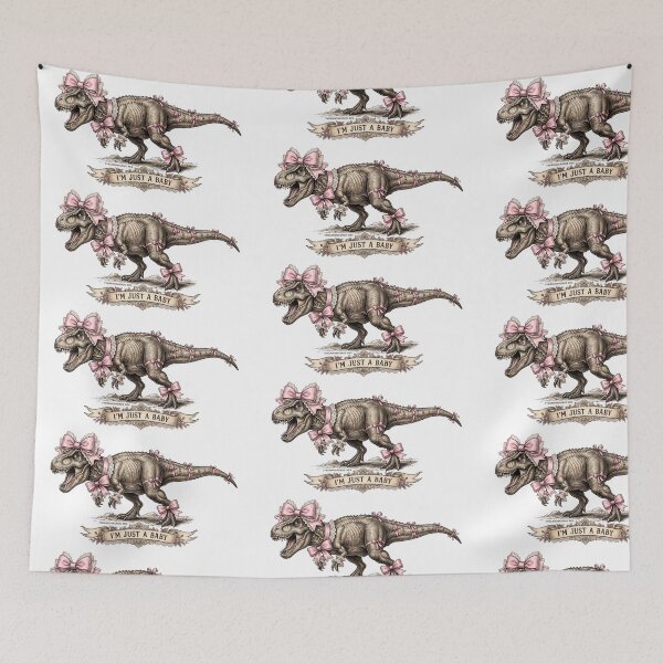 Item preview, I'm Just A Baby Funny T-Rex Coquette Dinosaur Ironic Trashcore designed and sold by CoolCrazyChaos.
