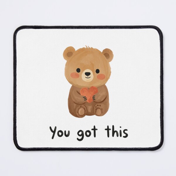 Item preview, ​Cute Teddy Bear Holding Heart You Got This - Positive Quote Art designed and sold by muhammadkhafidh.