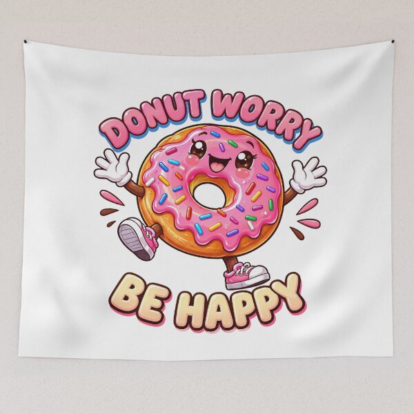 Item preview, Donut Worry Be Happy funny food quote for bakery lovers designed and sold by Afnan Store.