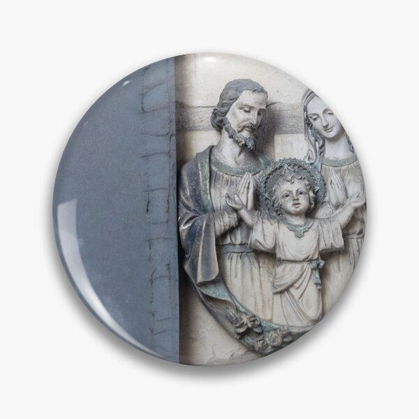 Item preview, Holy Family Sculpture Wall Relief Showing Child Jesus With Mary and Joseph on Stone Exterior designed and sold by Nmallia.
