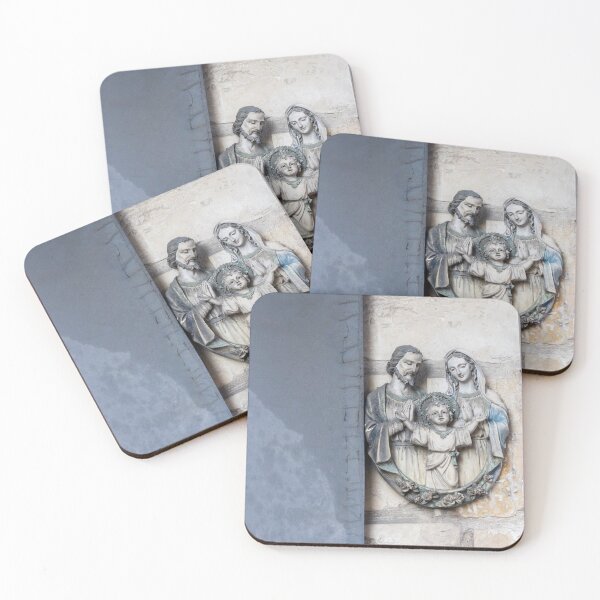 Item preview, Holy Family Sculpture Wall Relief Showing Child Jesus With Mary and Joseph on Stone Exterior designed and sold by Nmallia.