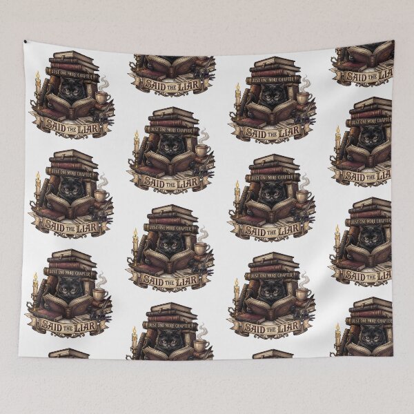 Item preview, Just One More Chapter Said The Liar Funny Black Cat Bookworm designed and sold by CoolCrazyChaos.