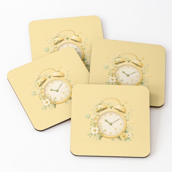 Item preview, Cute Yellow Floral Alarm Clock with Flowers and Hearts designed and sold by All About DigiCraft by Fedelina.