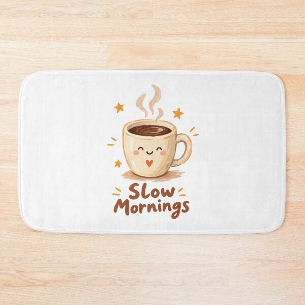 Item preview, Cute Smiling Coffee Cup Slow Mornings - Cozy Vibe Quote designed and sold by muhammadkhafidh.