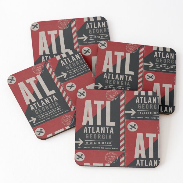 Item preview, ATL Airport Code Luggage Tag – Crimson Red, Black & Silver Retro Airline Design designed and sold by rootcompass.