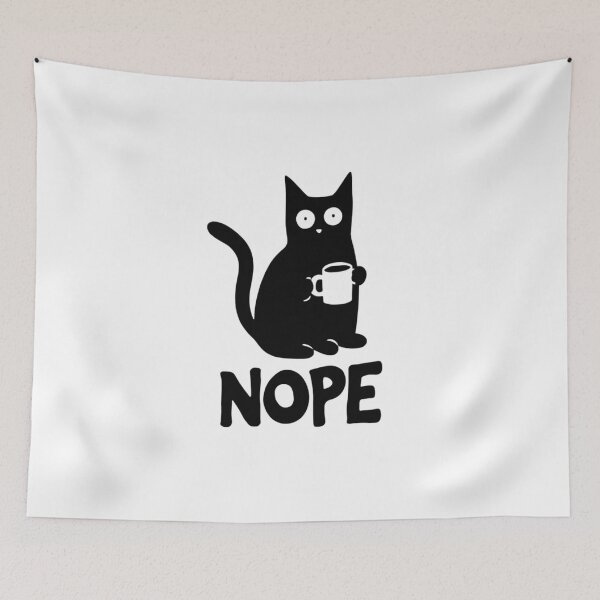 Item preview, Sarcastic Morning Coffee Black Cat NOPE Funny Meme designed and sold by Ikochane.