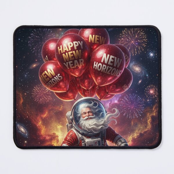 Item preview, Astronaut Santa Claus Floating Above Earth Happy New Year Balloons designed and sold by Rain-Road.