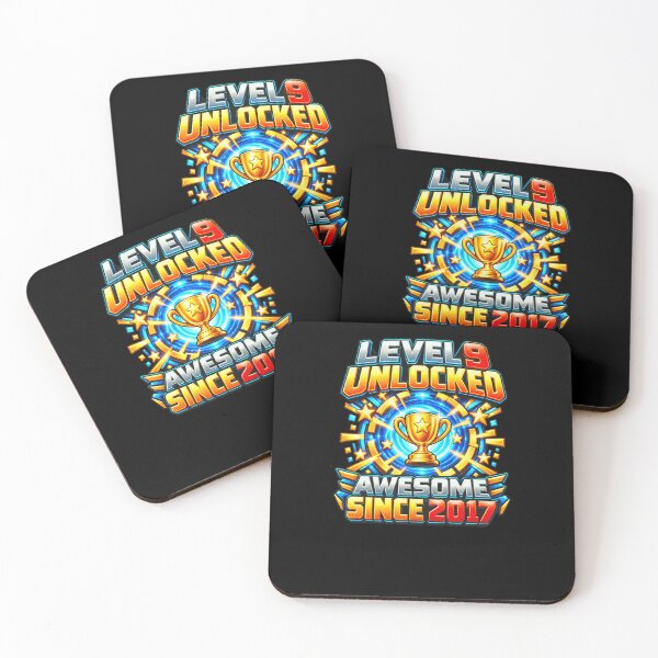 Item preview, Level 9 Unlocked Awesome Since 2017 Nine Year Old Birthday Gamer designed and sold by FolkGraphics.