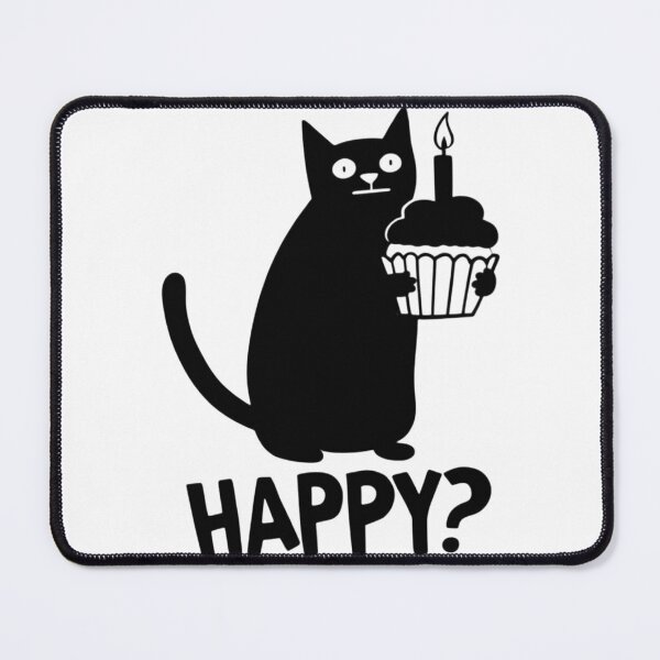 Item preview, Unamused Birthday Black Cat Cupcake HAPPY Funny Meme designed and sold by Ikochane.