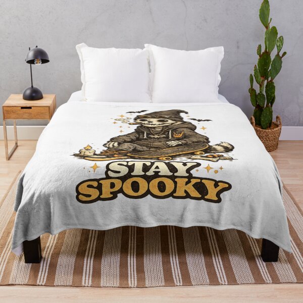 Item preview, Stay Spooky Vintage Skeleton Skater Halloween designed and sold by CozyCritterWork.
