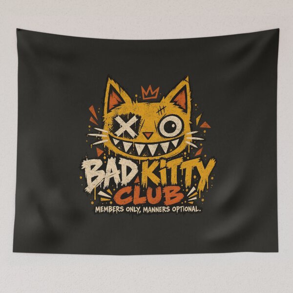Item preview, Bad Kitty Club – Members Only Manners Optional Punk Cat designed and sold by AwesomeBeyondLimits.