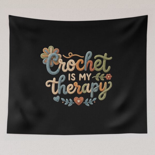 Item preview, Crochet Is My Therapy Cute Yarn Lettering Design designed and sold by JoyfulGate.