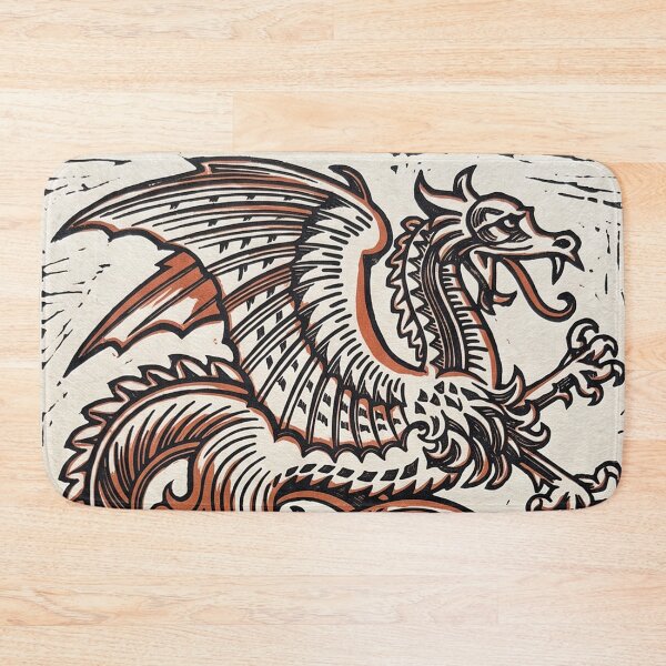 Item preview, Medieval Dragon Linocut in Black and Copper designed and sold by Fani*.