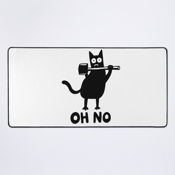 Item preview, Funny Chaos Black Cat Giant Hammer OH NO Meme designed and sold by Ikochane.