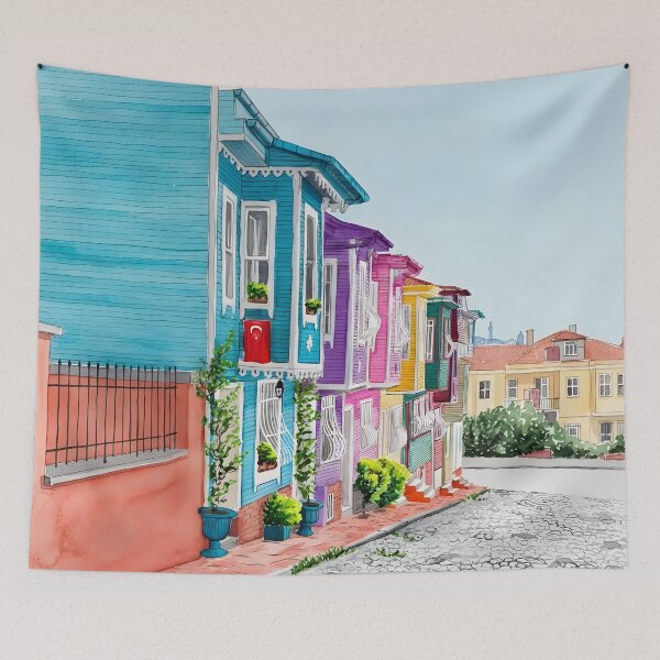 Item preview, Balat Istanbul Turkey Wall Art – Colorful Neighborhood designed and sold by POSTERIOCREW.