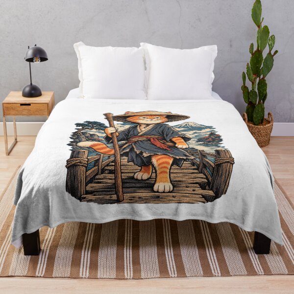 Item preview, Wandering Samurai Cat Mount Fuji - Japanese Woodblock Illustration designed and sold by muhammadkhafidh.