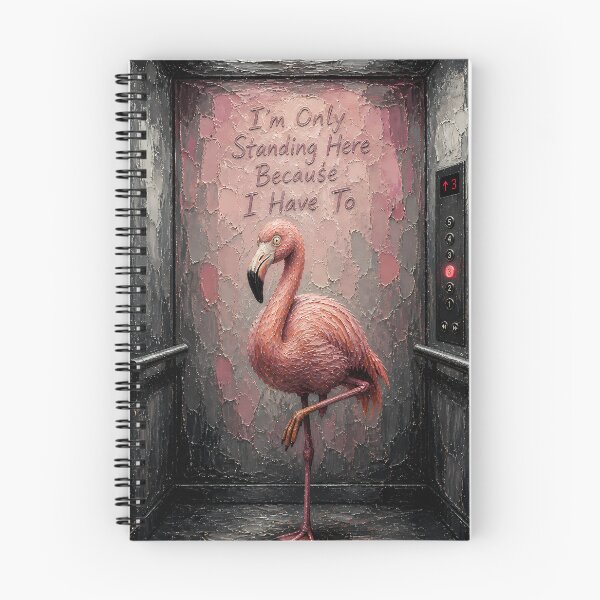 Item preview, Reluctant Elevator Flamingo Dark Mood Art designed and sold by Vista Atelier.