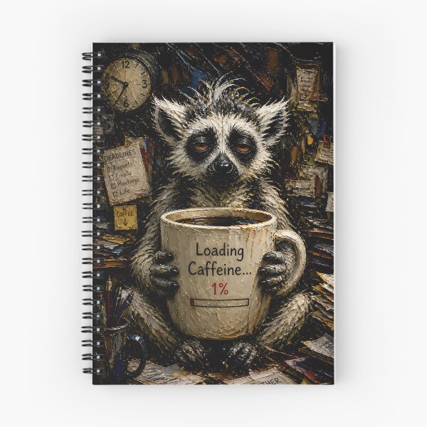 Item preview, Exhausted Caffeine Lemur Dark Mood Art designed and sold by Vista Atelier.