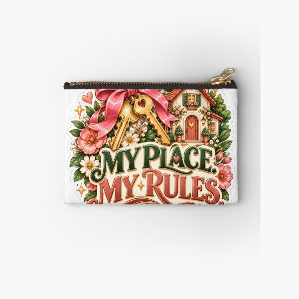 Item preview, My Place My Rules Sticker – Cozy Cottagecore Home, Pink Bow & Floral Aesthetic designed and sold by CoquetteLunaCo.