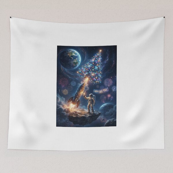 Item preview, Cosmic New Year Rocket Launch: Astronaut, Galaxy Christmas Tree designed and sold by Rain-Road.