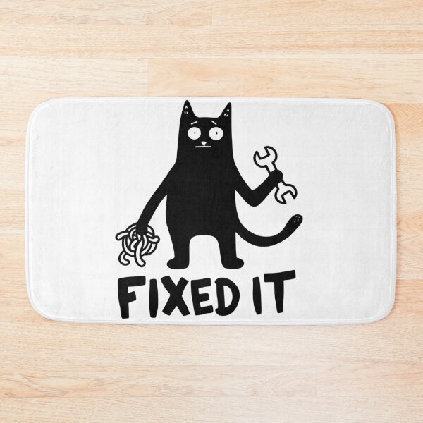 Item preview, Funny Mechanic Black Cat FIXED IT DIY Humor Meme designed and sold by Ikochane.