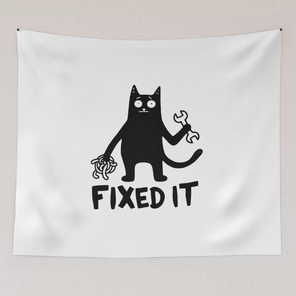 Item preview, Funny Mechanic Black Cat FIXED IT DIY Humor Meme designed and sold by Ikochane.