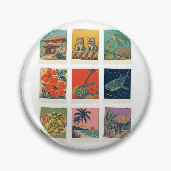 Item preview, Okinawa Vintage Stamps (No Text) | Retro Stamp Sticker Pack | Japanese Design designed and sold by JapanMemoir.