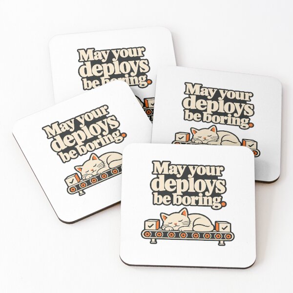 Item preview, May Your Deploys Be Boring CI/CD Shirt designed and sold by ThreadQuirk.