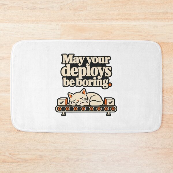 Item preview, May Your Deploys Be Boring CI/CD Shirt designed and sold by ThreadQuirk.