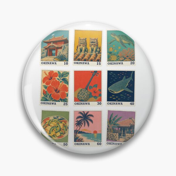 Item preview, Okinawa Vintage Stamps | Retro Stamp Sticker Pack | Japanese Design designed and sold by JapanMemoir.