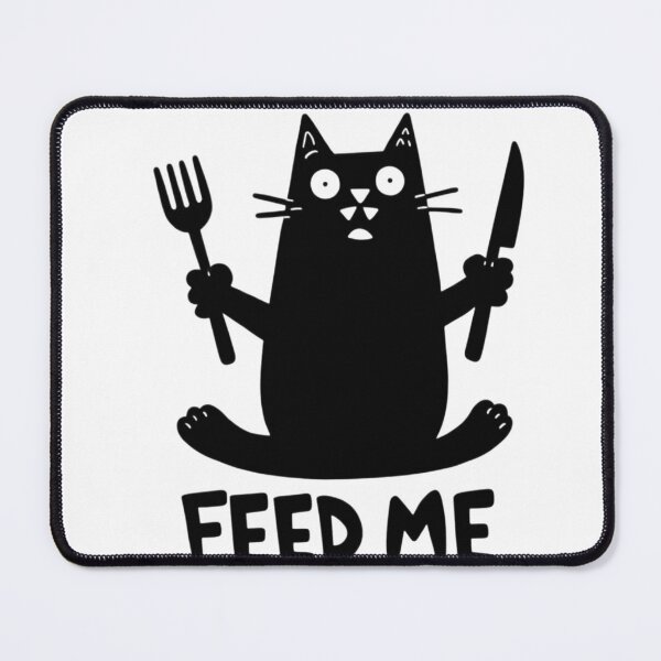 Item preview, Hungry Black Cat Fork Knife FEED ME Funny Meme designed and sold by Ikochane.