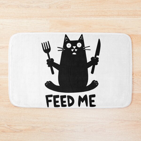Item preview, Hungry Black Cat Fork Knife FEED ME Funny Meme designed and sold by Ikochane.