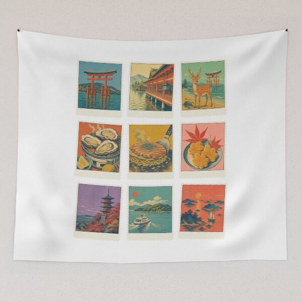 Item preview, Miyajima Vintage Stamps (No Text) | Retro Stamp Sticker Pack | Japanese Design designed and sold by JapanMemoir.
