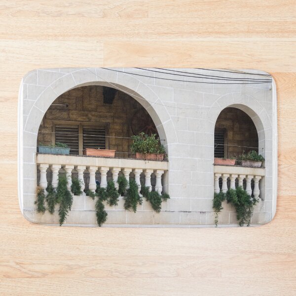 Item preview, Stone Balcony With Arched Openings, Balustrade and Planters Overflowing With Greenery designed and sold by Nmallia.