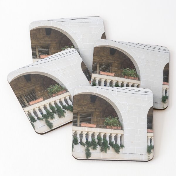 Item preview, Stone Balcony With Arched Openings, Balustrade and Planters Overflowing With Greenery designed and sold by Nmallia.