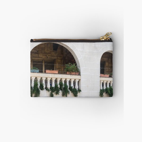 Item preview, Stone Balcony With Arched Openings, Balustrade and Planters Overflowing With Greenery designed and sold by Nmallia.