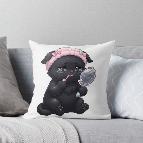 Item preview, Sad Crying Black Cat Doing Skincare Sticker designed and sold by cats-dogs1.