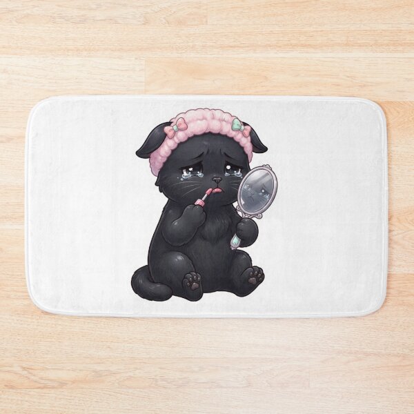 Item preview, Sad Crying Black Cat Doing Skincare Sticker designed and sold by cats-dogs1.