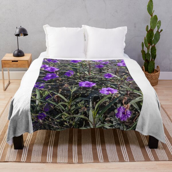Item preview, Vibrant Purple Garden Flowers Ruellia Mexican Petunia Blooming Among Green Foliage in Sunlight designed and sold by Nmallia.