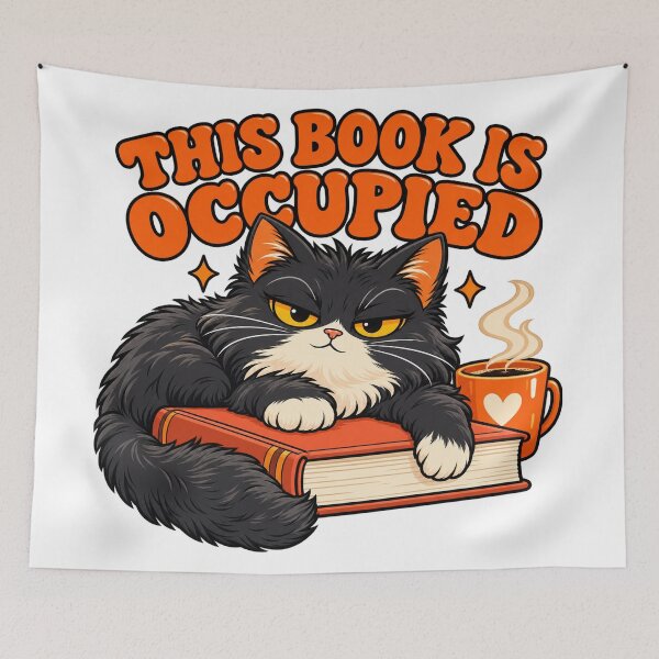 Item preview, This Book Is Occupied – Funny Reading Cat designed and sold by Doodle Ember.
