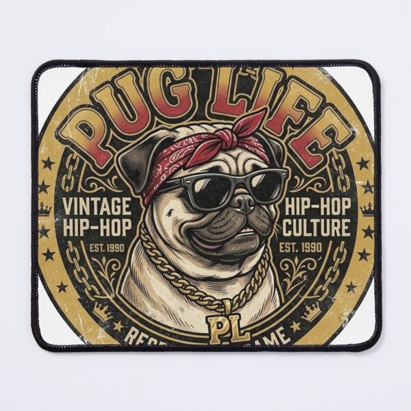 Item preview, Pug Life - Retro 90s Hip Hop Dog Illustration designed and sold by Retro Hound Co..