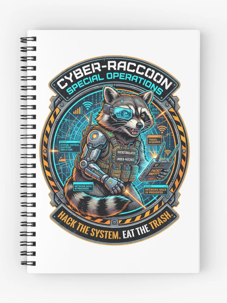 Thumbnail 1 of 3, Journal, Cyber Racoon designed and sold by Virtual Knight Designs.