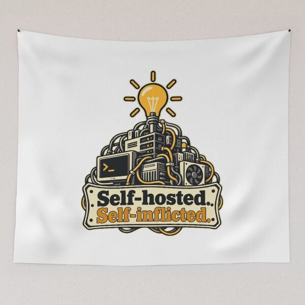 Item preview, Self-Hosted Self-Inflicted Server Room T-Shirt designed and sold by ThreadQuirk.