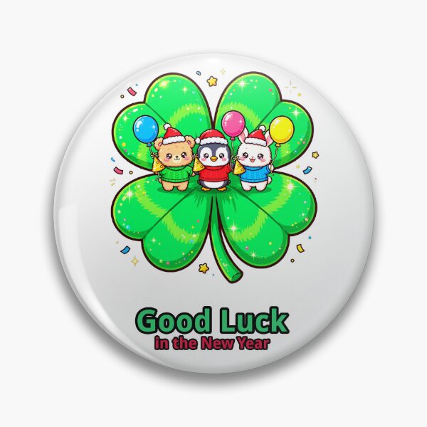 Item preview, Good Luck in the New Year Sticker, Cute Lucky Clover Bear Penguin Bunny Gift designed and sold by HoMya.