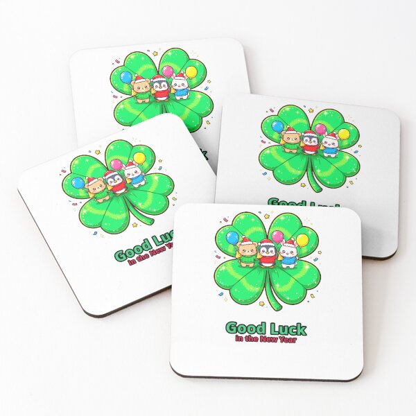 Item preview, Good Luck in the New Year Sticker, Cute Lucky Clover Bear Penguin Bunny Gift designed and sold by HoMya.