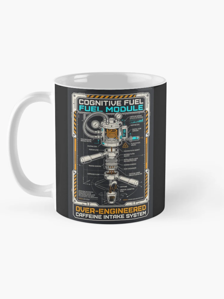 Thumbnail 5 of 6, Coffee Mug, Cognitive Fuel Module // Over-Engineered Caffeine Intake System designed and sold by Virtual Knight Designs.