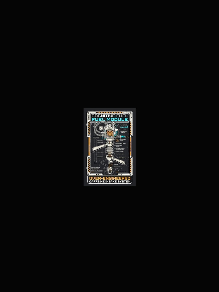 Thumbnail 4 of 4, Graphic T-Shirt, Cognitive Fuel Module // Over-Engineered Caffeine Intake System designed and sold by Virtual Knight Designs.