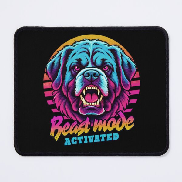 Item preview, Saint Bernard Beast Mode - Neon Cyberpunk Horror designed and sold by PixelsPaws.