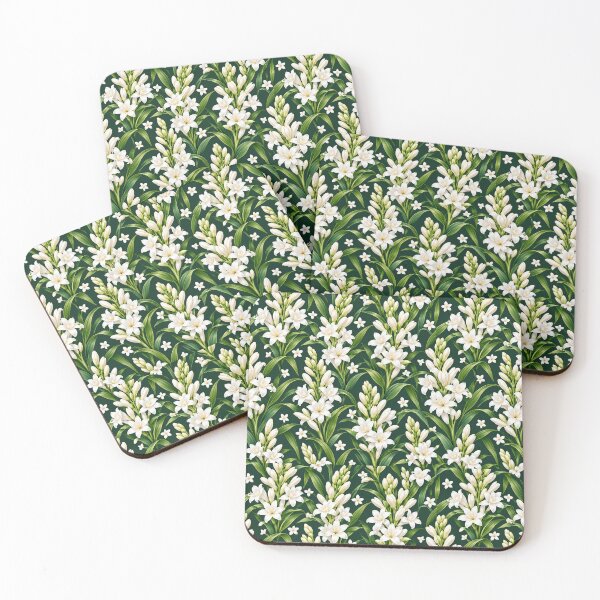 Item preview, Elegant Tuberose Botanical Pattern – Sophisticated White Floral Design designed and sold by vinothmech53.