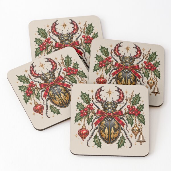 Item preview, Christmas Stag Beetle - Vintage Woodland Art designed and sold by NViora.